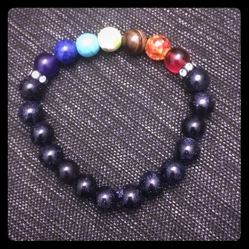 MAKE OFFER Lava Bead Reiki Infused Chakra Bracelet